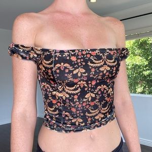 Urban Outfitters Off Shoulder Velvet Crop Top